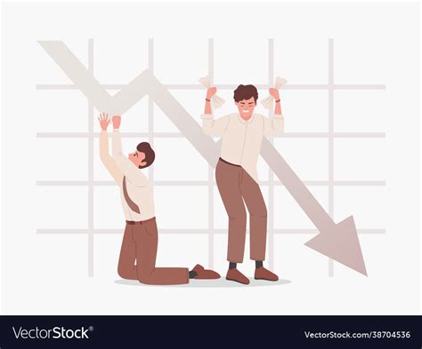 Sad Men On Background Falling Graph Royalty Free Vector