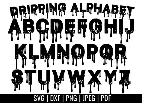Dripping Font Svg Dripping Paint Alphabet Cut Files Etsy