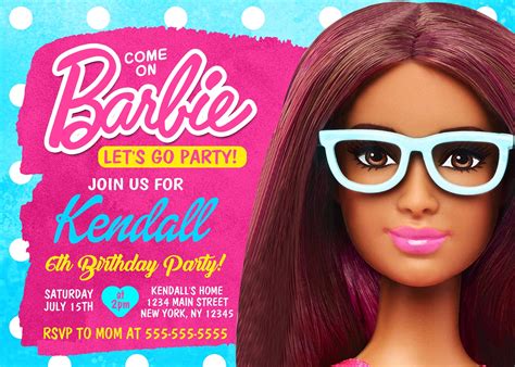 Barbie Birthday Invitation Barbie Birthday Invitation Etsy