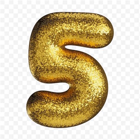 Premium Psd Alphabet Number 5 Made Of Golden Glitter Paper Isolated