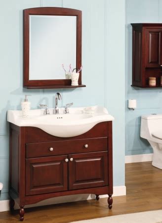 We find that many homeowners, particularly in older homes, need a bathroom vanity that is narrow in depth due to room size, or issues with the angle of the door swing. 38 Inch Single Sink Narrow Depth Furniture Bathroom Vanity