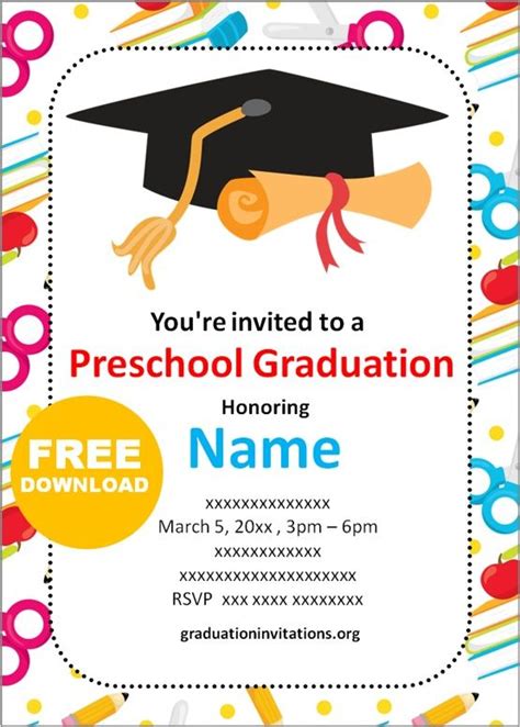 Free Printable Preschool Graduation Invitations Templates Graduation