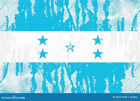Honduras Flag Painted On Old Distressed Concrete Wall Background Stock