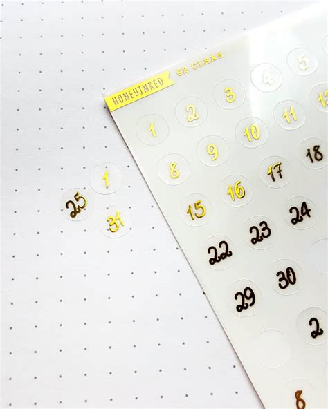 62 Clear Round Number Stickers Round Planner Stickers Clear Stickers