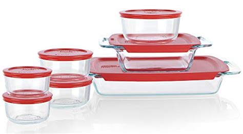 Pyrex Easy Grab 14 Piece Glass Baking Dish Set With Lids Glass Food Storage Containers Set Non