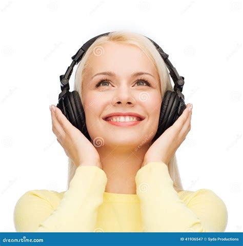 Smiling Young Woman With Headphones Stock Image Image 41936547