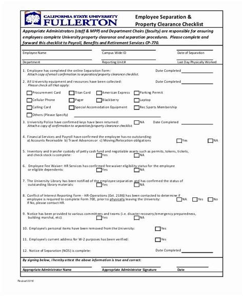 Employee Separation Form Template Luxury Hr Personnel Forms Effect