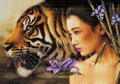La Femme Et Le Tigre Free Png Picmix