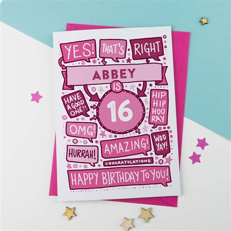 16th Thats Right Personalised Birthday Card Pink By A Is For Alphabet