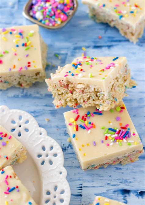 Cake Batter Rice Krispie Treats Sugar Spun Run