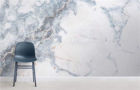 Deep Blue Clouded Marble Wallpaper Mural Hovia Marble Effect