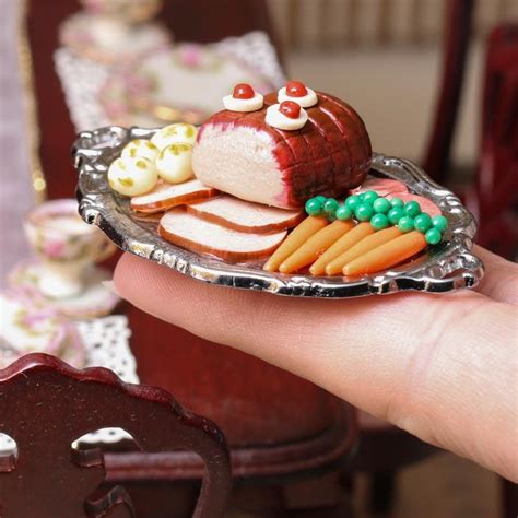 Dollhouse Miniature Ham Dinner Platter Food And Drink Miniatures