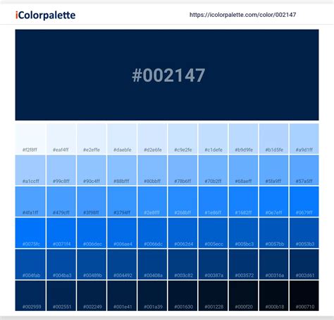Oxford Blue Color 002147 Information Hsl Rgb Pantone