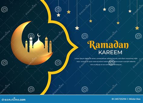 Ramadhan Kareem Design Bannerw With Mosque And Cresent Moon Stock