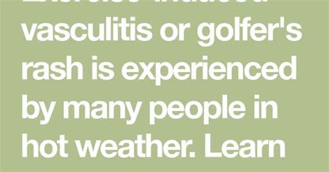 Golfers Vasculitis