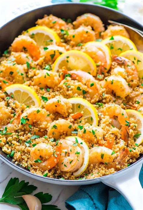 One Pan Garlic Shrimp With Quinoa — Easy Quick And Delicious Made