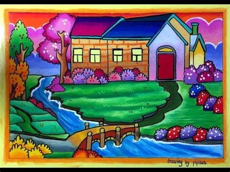 Gambar Pemandangan Indah Crayon - Blacki Gambar