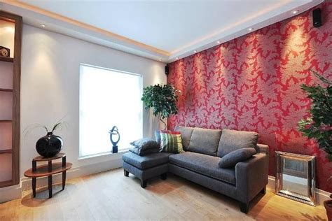 Red Wallpaper Ideas For Living Room Feature Wall