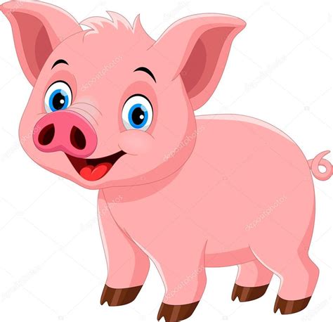 Cute Pig Cartoon Isolated On White Background — Stock Vector