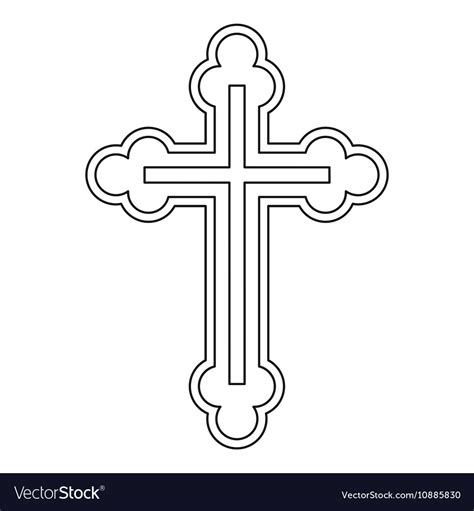 Crucifix Icon In Outline Style Royalty Free Vector Image