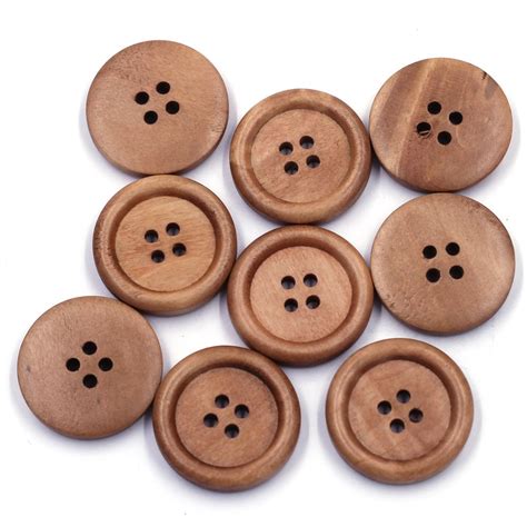 Classic Wooden Buttons 4 Holes Wood Round Crafts Clothing Sewing