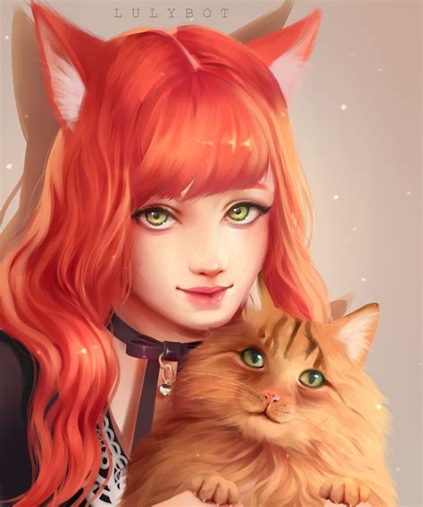 Commission Neko By Lulybot On Deviantart Anime Art Girl Cat Girl Drawing Redhead Character Art