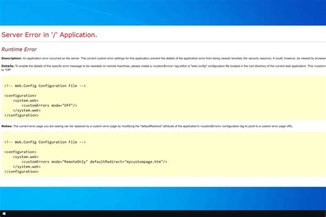 Server Error In Application Runtime Error Description An Application Error Occurred On The