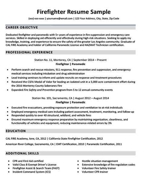 Check spelling or type a new query. Downloadable Firefighter Resume Sample | Resume Companion