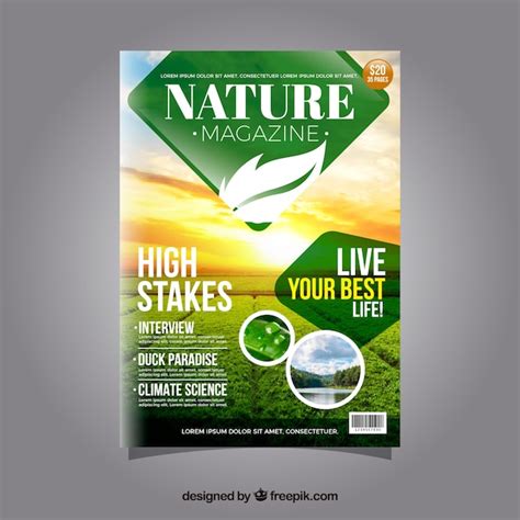 Premium Vector Nature Magazine Cover Template With Photo