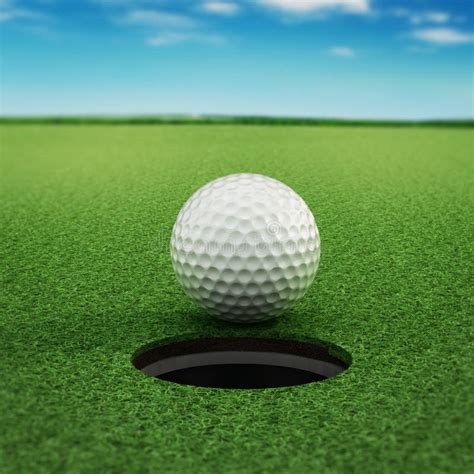 Golf Ball Standing Near The Hole Stock Illustration Illustration Of