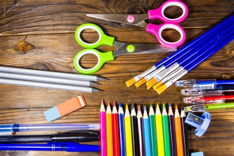 Set Of School Stationery Supplies Back To School Concept Stock Image