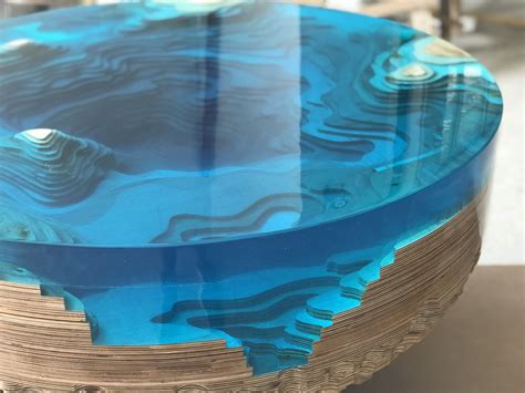 Designers Creative Design Unique Blue Ocean Abyss Table Diy Epoxy