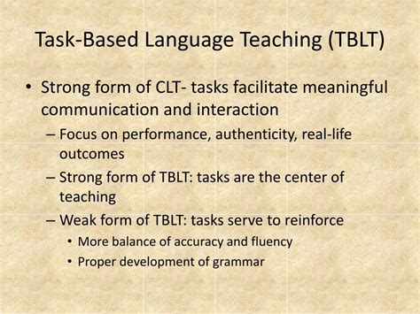 Ppt Task Based Language Teaching Approach Powerpoint Presentation