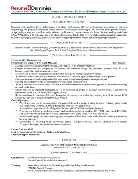 Senior Network Engineer Resume Sample Resume4dummies