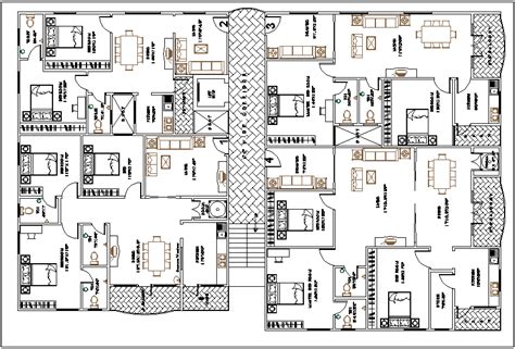 Residential Apartment Flat Typical Floor Plan View Detail Dwg File