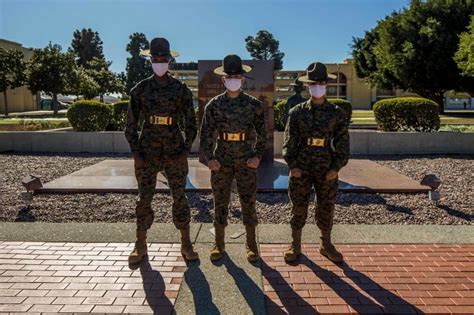 first female marine drill instructors graduate from an integrated course at san diego recruit