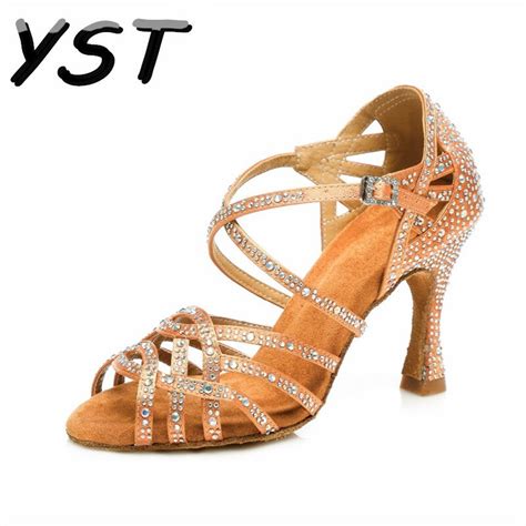 New Latin Dance Shoes Womens Salsa Shoes Flash Cloth Collocation Shine Rhinestone Lady Ballroom