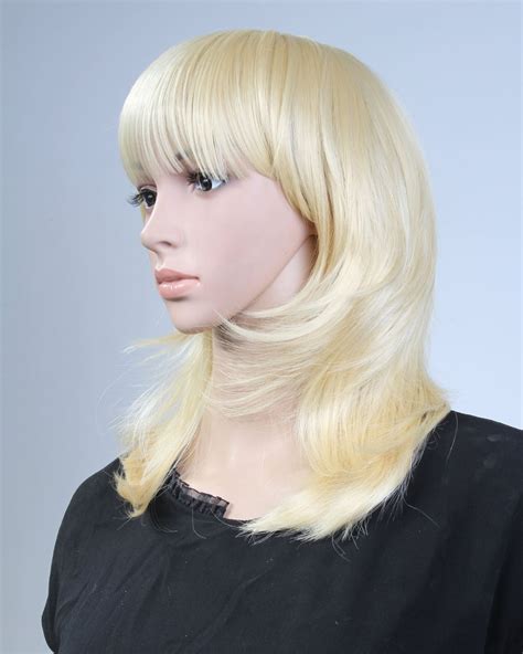 Ohyes Fashion Female Blonde 45cm Long Straight Smooth Hair Full Bangs