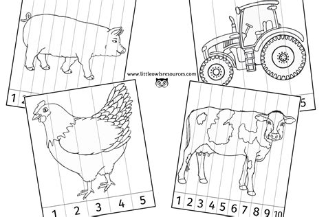 Free Farm Number Slice Colouring Printable Early Yearsey Eyfs