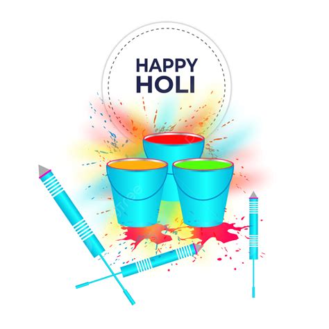 Gambar Happy Holi India Colorful Three Bucket Consept Holi Clipart
