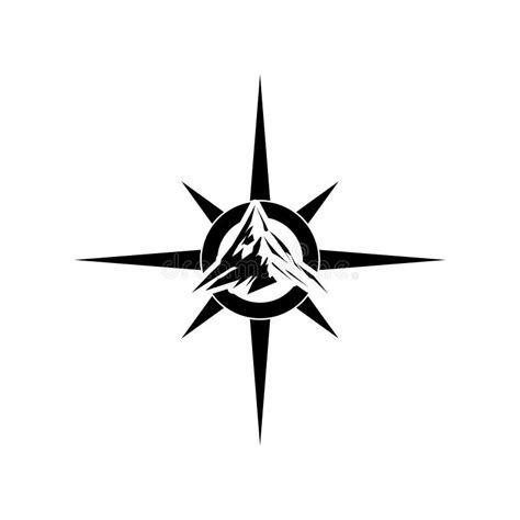 Mountain Adventure Logo Design Compass Icon Symbol With Shadow Stock