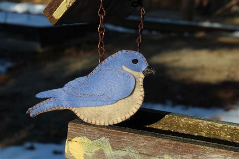 Arrival Of The Bluebird Felt Ornament Downeast Thunder Farm