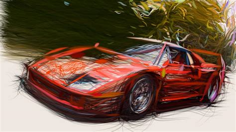 Ferrari F40 Draw Digital Art By Carstoon Concept