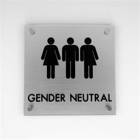 Gender Neutral Restroom Sign 8 X 8 Ada Brushed Aluminum Look