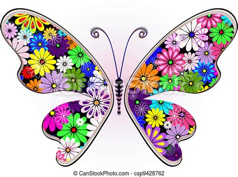 Vívida mariposa floral de fantasía. Vívida fantasía floral mariposa ...