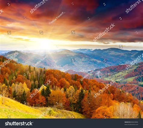 The Mountain Autumn Landscape With Colorful Forest Stock Photo 86603806