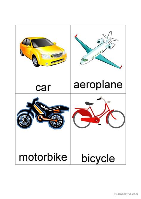 Transport Flash Cards Vocabulary Fla English Esl Worksheets Pdf And Doc