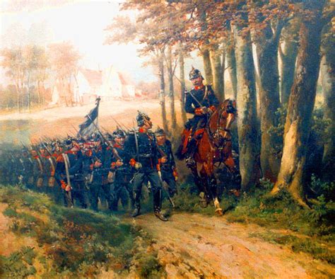 Prussian Infantry On The March Franco Prussian War By Hermanus Willem