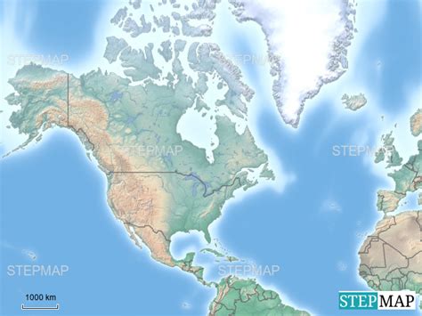 Stepmap North America Topographic Map Landkarte Für North America