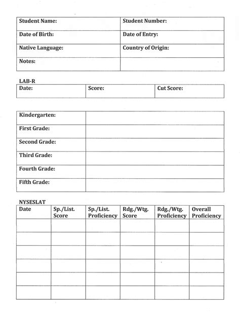 Student Record Sheets Student Information Sheet Student Information